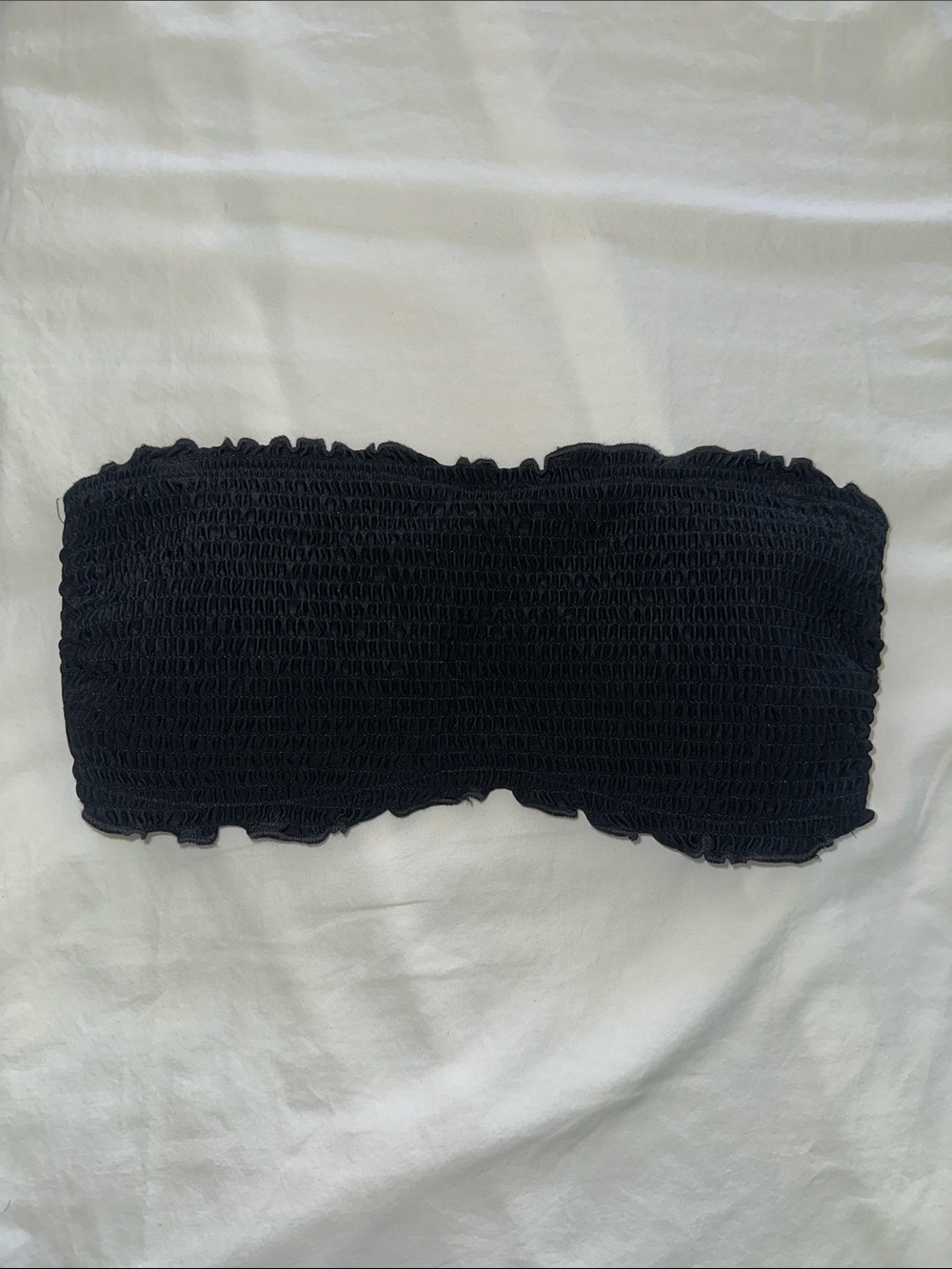 Hollister Swim Black Smocked Bandeau Bikini Top